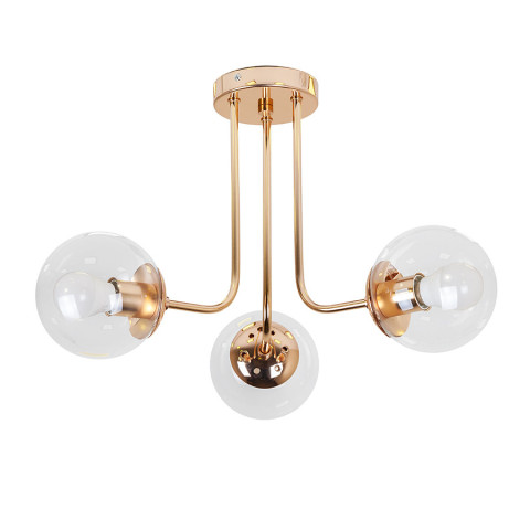 Люстра стельова LED Levistella 7529908-3 GOLD+CL, 3 плафони, золотий, прозорий, сучасний стиль для дому