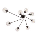 Люстра стельова Levistella 7529803-8 BK+CL, 8 плафонов, E27, чорний метал, прозоре скло, сучасний стиль