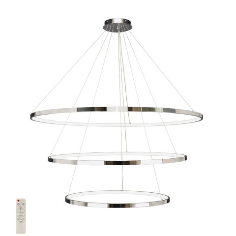 Люстра стельова LED Levistella 7529832-3A CHROME LED (600+800+1000), 164W, три режими світла, хромований метал, сучасний стиль,