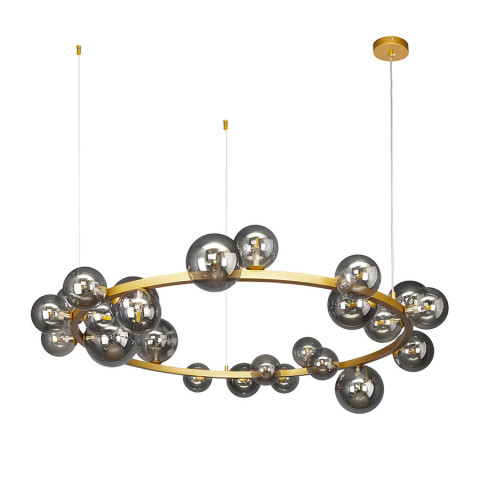 Люстра Levistella 918LP267-24 DDG+BK, 24 плафона G9, метал, скло, золотий, чорний, сучасний стиль, потолочна