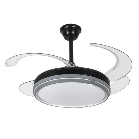 Люстра вентилятор LED Levistella 7943070 (48) BK, 80W, 1200 мм, чорний, сучасний стиль з пультом, регульована температура світла