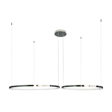 Люстра стельова LED Levistella 7529832-2B CHROME LED (600+800), 100W, діаметр 600+800 мм, хром, сучасний стиль з пультом, три