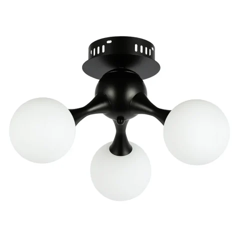 Потолочна люстра LED Levistella 7529817-3 BK+WH, 40W, чорний метал, біле скло (3×G9)