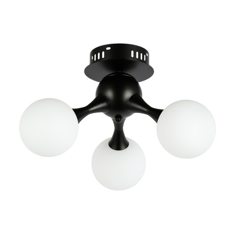 Потолочна люстра LED Levistella 7529817-3 BK+WH, 40W, чорний метал, біле скло, сучасний стиль для дому