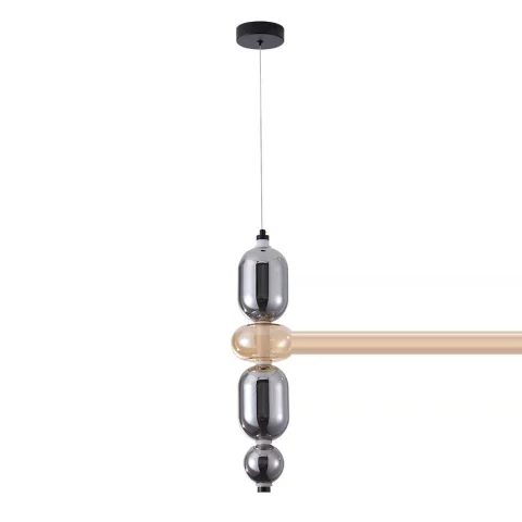 Мінімалістичний підвісний LED-світильник Levistella 788P68152 BK+AM+SM 7Вт 4000K, скло 500 мм