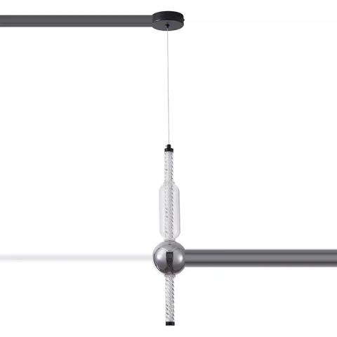 Подвесной LED светильник Levistella 788P39317 BK+CL+AM, 7 Вт, 4000 К, черный металл + стекло (винтажный стиль) для гостиной
