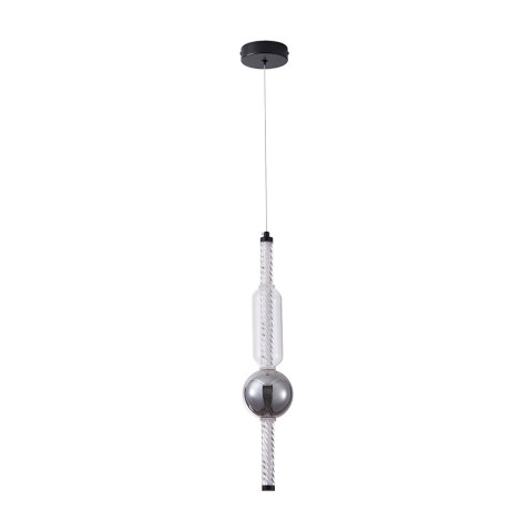 Светильник підвісний LED Levistella 788P39317 BK+CL+AM, 7W, 4000K, чорний метал + скло, вінтажний стиль для вітальні