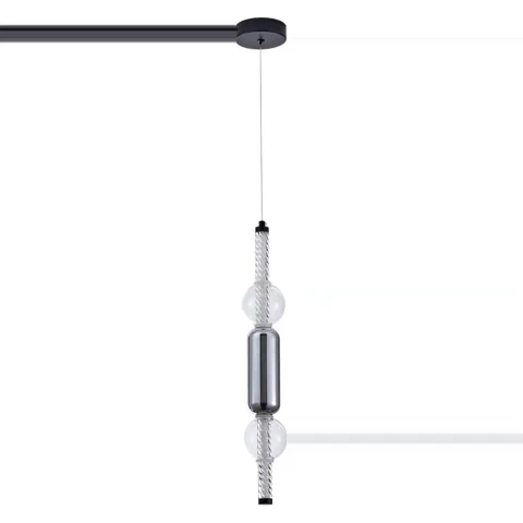 Подвесной светильник LED Levistella 788P39314 BK+CL+AM, 7W, 4000K, черный металл + стекло + дерево