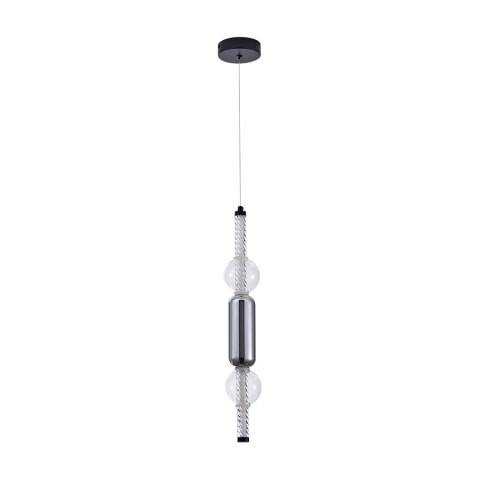 Світильник підвісний LED Levistella 788P39314 BK+CL+AM, 7W, 4000K, чорний метал + скло + дерево, вінтажний стиль для вітальні