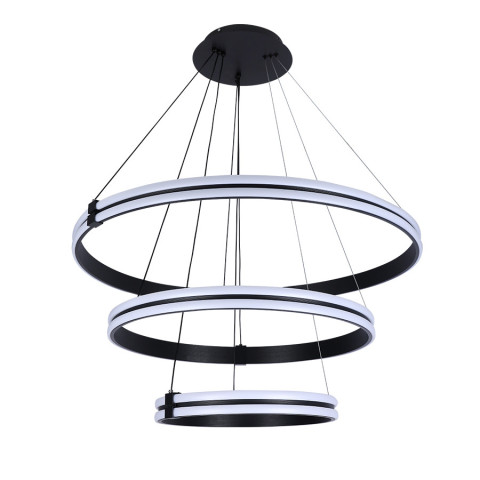 Люстра стельова LED Levistella 7871220 (400+600+800) BK, 210W, чорний метал, 3 режими світла, сучасний стиль для дому