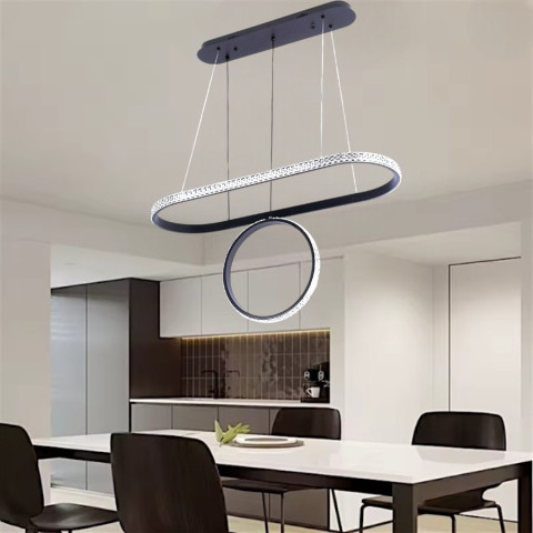 Люстра стельова LED Levistella 7871221 (800*300+300) BK, 50W, регульована температура світла, чорний метал, сучасний стиль