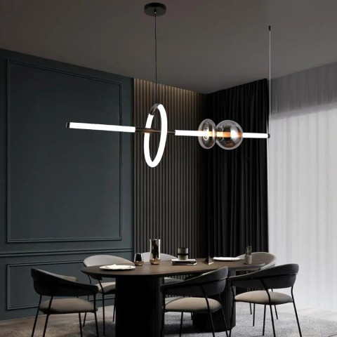 Світильник підвісний LED Levistella 79112209 led (1000) BK+BK, 35W, 4500K, скло, чорний, для вітальні