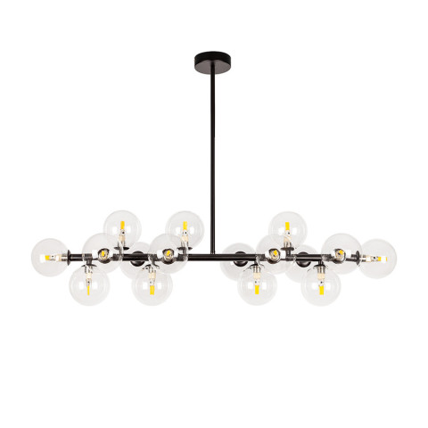Люстра Levistella 7841020-16 BK+CL, 16 плафонов, чорний метал, прозоре скло, сучасний стиль для дому
