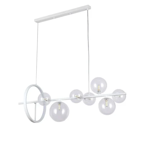 Люстра стельова LED Levistella 918LP267-7 WH+CL, 7 плафонів, сучасний стиль, білий/прозорий