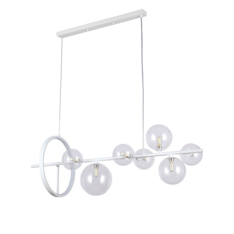 Люстра стельова LED Levistella 918LP267-7 WH+CL, 7 плафонів, сучасний стиль, білий/прозорий