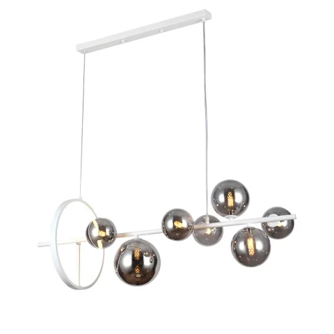 Люстра стельова LED Levistella 918LP267-7 WH+BK, 7 плафонів, сучасний стиль, білий + чорний метал
