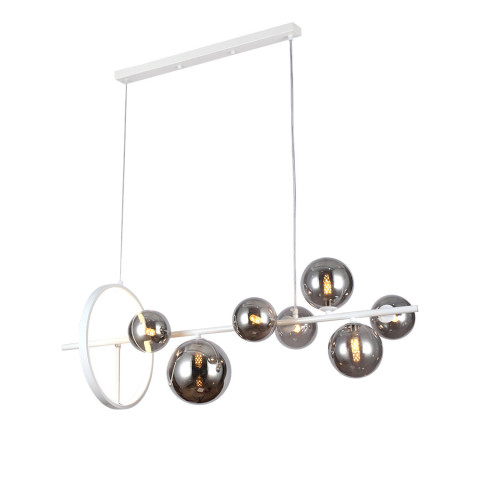 Люстра стельова LED Levistella 918LP267-7 WH+BK, 7 плафонів, сучасний стиль, білий + чорний метал