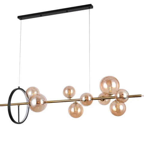 Люстра стельова LED Levistella 918LP267-10 GAB+BR, чорна та коричнева, 10 плафонів, 4000K