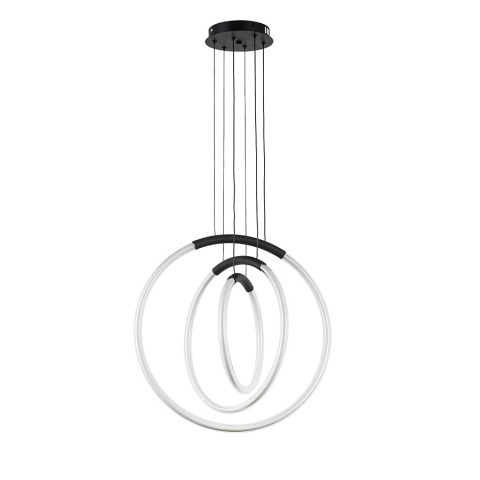Люстра стельова LED Levistella 7812022 (300+400+500) BK, 30W, чорний, сучасний стиль, діаметр 300+400+500 мм