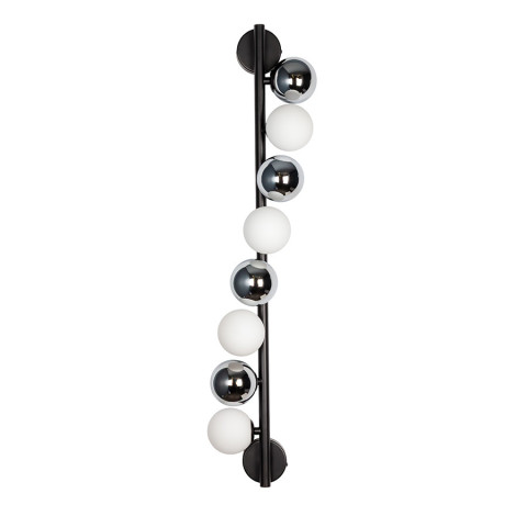 Сучасне настінне бра кульки в спальню Levistella 788W39272-8(4) BK+CH+WH чорне хром біле на 4 лампи G9 800х200 мм Сучасне настінне бра кульки в спальню Levistella 788W39272-8(4) BK+CH+WH чорне хром біле на 4 лампи G9 800х200 мм