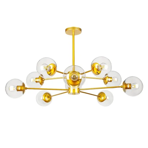 Современная подвесная люстра Levistella 7526033-10 GD+CL золото с прозрачными плафонами на 10 ламп