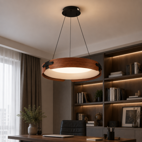 Сучасна підвісна LED-люстра Levistella 781P3958 (580) DWD темне дерево 84W з пультом