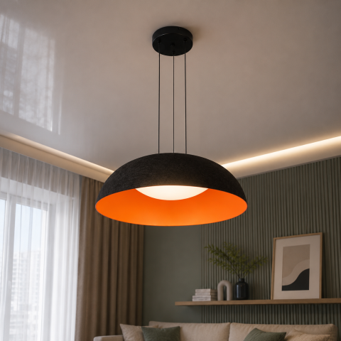 Стильна підвісна LED-люстра Levistella 781PL3953 (600) BK+ORANGE чорна з жовтогарячим 46W