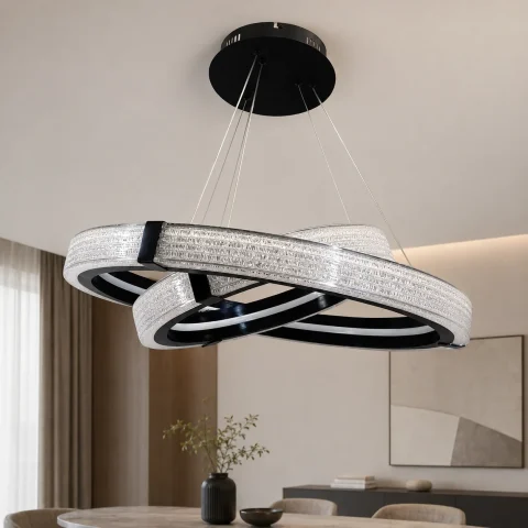Світлодіодна підвісна люстра Artlight MB240118/60+40BK з двома чорними кільцями (128W) Світлодіодна підвісна люстра Artlight MB240118/60+40BK з двома чорними кільцями (128W)