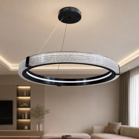 Світлодіодна люстра підвісна Artlight MB240118/60BK з чорним кільцем, 66W