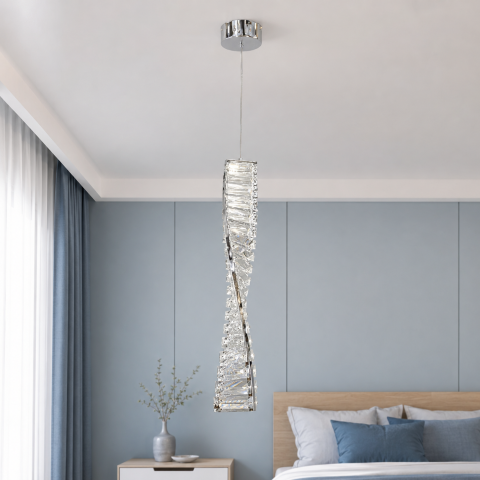 Вертикальна підвісна LED люстра зі скляними елементами MD230107/50CH Artlight у хромі Вертикальна підвісна LED люстра зі скляними елементами MD230107/50CH Artlight у хромі