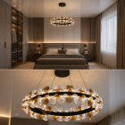 Сучасна підвісна LED люстра Diasha MD2511/600CG графіт 85W з пультом до 20 м2
