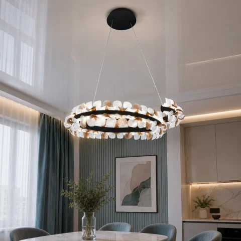 Підвісна LED люстра Diasha MD2511/800BK чорна з декоративною підсвіткою, 80 см Підвісна LED люстра Diasha MD2511/800BK чорна з декоративною підсвіткою, 80 см