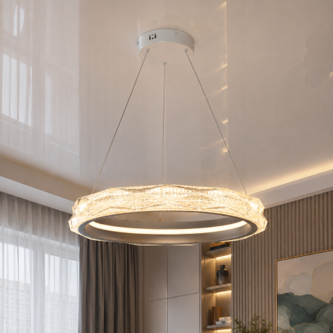 Сучасна LED-люстра Diasha MD3528/500CG шампань 51 Вт з пультом, 50 см