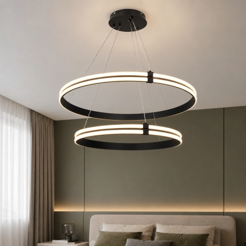 Чорна двоярусна LED люстра MD78099/80+60BK Artlight 184 Вт