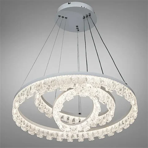 Стильна підвісна LED-люстра Diasha MD78201/600+400+200WH, біла, 105 Вт, Ø60 см, 3 кільця
