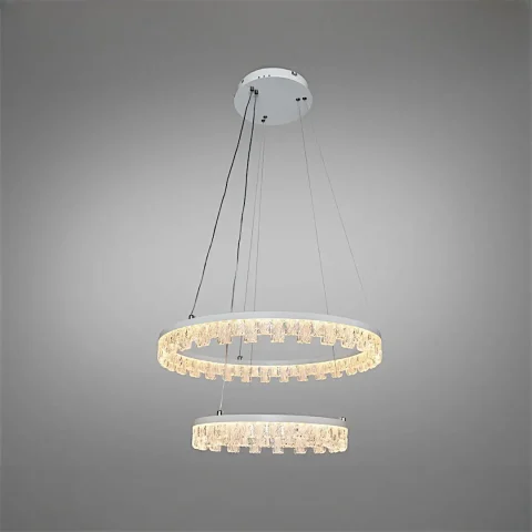 Підвісна LED-люстра Diasha MD78201/600+400WH, біла, 2 кільця, 82 W, акриловий декор