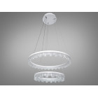 Стильна підвісна LED-люстра для залу Diasha MD78201/600+400WH, біла, 2 кільця, 82 W, акриловий декор