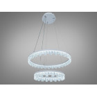 Стильна підвісна LED-люстра для залу Diasha MD78201/600+400WH, біла, 2 кільця, 82 W, акриловий декор