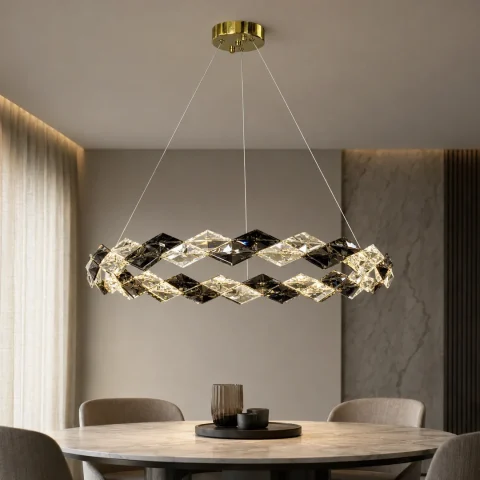 Світлодіодна підвісна люстра Artlight MD9009/600GD з прозорим і димчастим склом, 49W Світлодіодна підвісна люстра Artlight MD9009/600GD з прозорим і димчастим склом, 49W