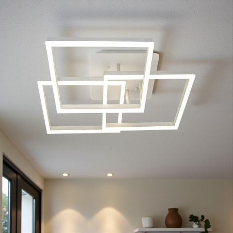 Мінімалістична стельова LED-люстра для вітальні Diasha MX11058/3L WH, біла, 90W, 4950 lm
