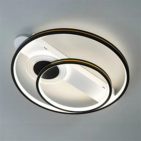 Стельова LED-люстра Diasha MX2247/2WH+BK, подвійне кільце, 64 W, Ø46 см