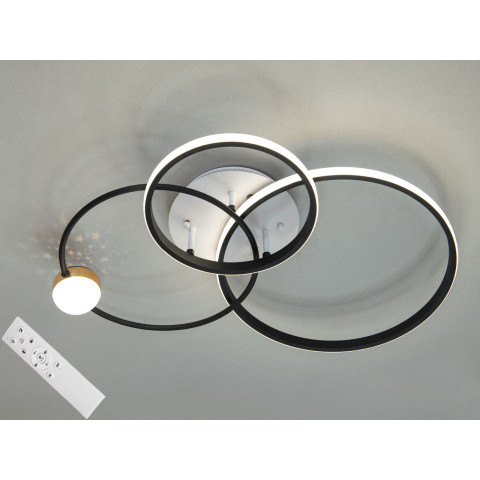 Стельова люстра LED Diasha MX2987-3L WH+BK Rings, 55W, біло-чорний, сучасний стиль для коридору, спальні, вітальні