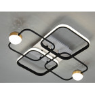 Люстра стельова LED Diasha MX2990-2+2A WH+BK, 55W, біло-чорна, сучасний стиль для коридору, спальні, кухні, кафе