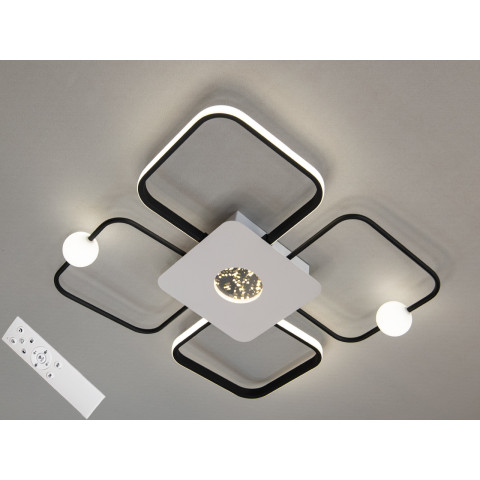 Люстра стельова LED Diasha MX2990-2+2B WH+BK, 55W, чорна+біла, сучасний стиль для вітальні, спальні, кухні, 60 см