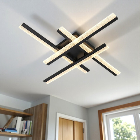 Стельова LED-люстра Diasha MX3068/4BK, геометрична перехресна, 80×80 см, 57 W