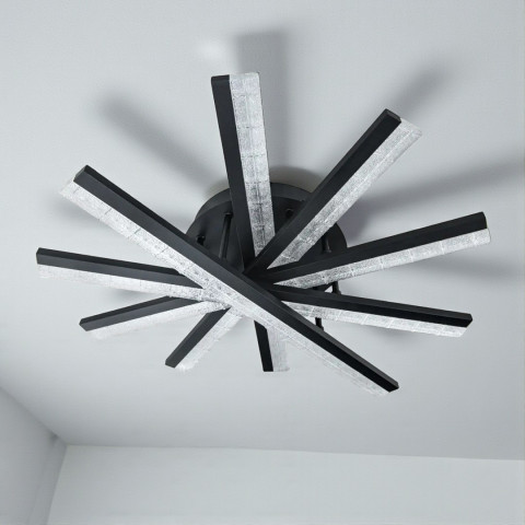 LED-люстра Diasha MX3068/5BK 70W, 5 світлових планок, 3 кольори світла, Ø61 см, настінний вимикач