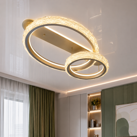LED-люстра Diasha MX3528/600+400CG шампань 90 Вт з пультом, 2 кільця