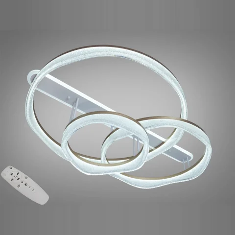 Стельова LED люстра Diasha MX86672/400+800+600CG шампань, 170 Вт, 3 кільця, з пультом