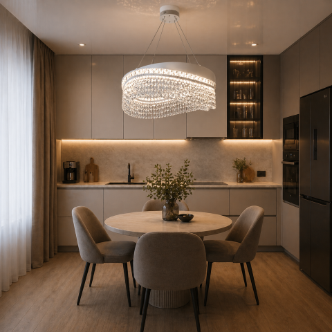 Елегантна підвісна LED люстра Diasha P7027/D500WH біла 58W до 20 м2
