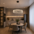 Підвісна LED люстра Diasha P7027/D600BK чорна 68W кришталь Підвісна LED люстра Diasha P7027/D600BK чорна 68W кришталь